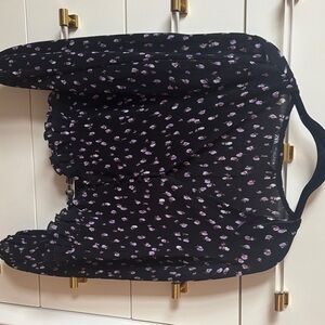 Zara Black Top with Pink Floral Design